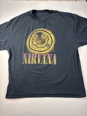 NIRVANA Black Tee with Large Yellow Graphic